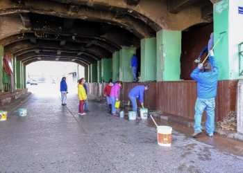 Rotary Club Talca realizó operativo de limpieza en Paso a Nivel de la 1 Norte