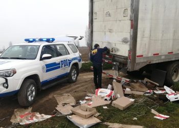 Investigan violento robo a camión que transportaba carne