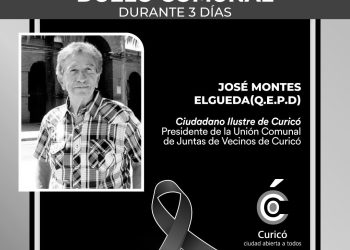 Duelo oficial en Curicó por muerte de Ciudadano Ilustre José Montes Elgueda