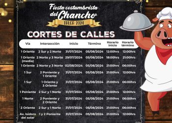Dan a conocer cortes de calles que se realizarán previo a la Fiesta del Chancho 2024