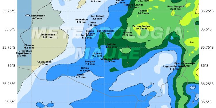 Chubascos dispersos este fin de semana en el Maule