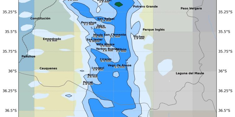 Chubascos afectarán al Maule este viernes