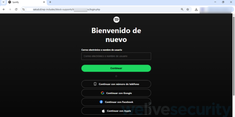 Páginas falsas de Spotify se ocultan en dominios legítimos de empresas latinoamericanas para robar información