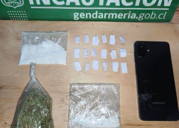 Gendarmería incauta gran cantidad de droga y teléfonos celulares lanzados al interior del Penal de Curicó