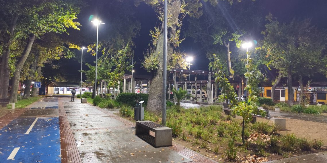 Municipalidad de Parral recupera sistema de iluminación Parque Alameda