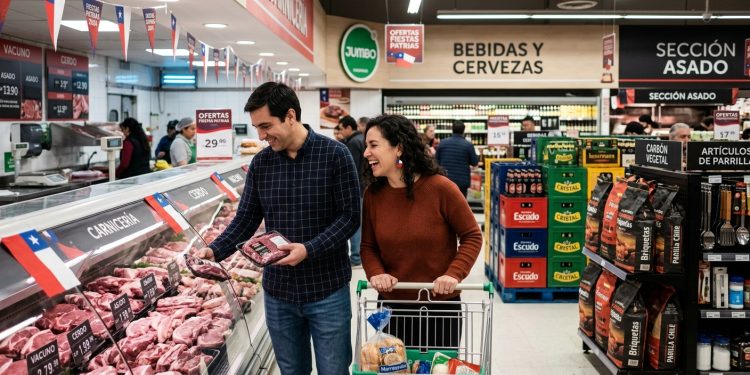 La previa de Fiestas Patrias dispara las compras de carne, carbón y cerveza y confirma que los chilenos arman su parrilla a última hora